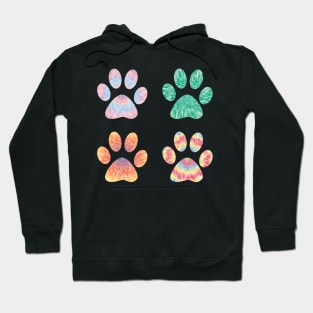 Colorful tie dye dog paws pattern Hoodie